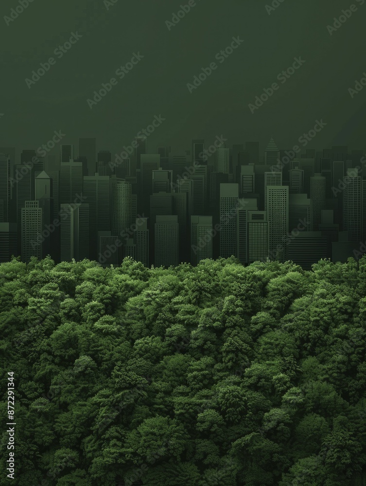 Wall mural Green, eco-friendly designs and settings showcase sustainability in technology.