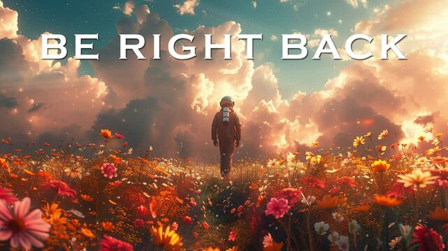 Animated Twitch Screens Spaceman Flowers for Stream - BRB Media background. Twitch package overlays, panels. Twitch screens. Media overlay for stream. Animated background for stream on twitch