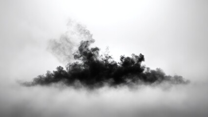 Fototapeta premium A black cloud is floating in the air against a white background
