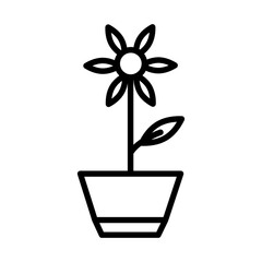 Flower in pot icon design in filled and outlined style