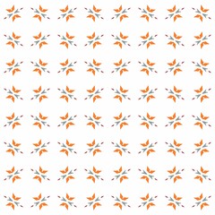 A seamless pattern with orange and grey star shapes on a white background