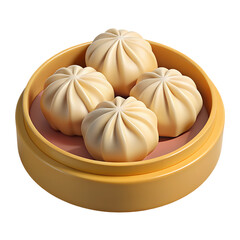 Chinese dumplings gyoza 3d icon isolated on the transparent background. National cuisine concept