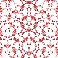 Seamless red and gray geometric pattern on a white background.