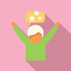 Man is raising his arms in the air, celebrating his success with a big smile on his face, as stars appear above his head