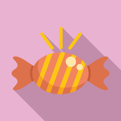 Delicious candy shining with yellow stripes on a pink background, perfect for projects related to sweets, treats, and confectionery