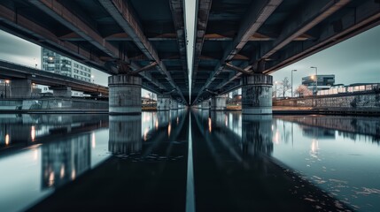 Fototapeta premium An empty city bridge, usually teeming with traffic
