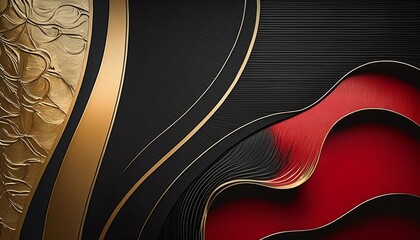 menu cover for a fancy jazz club restuarant, black, red, gold, bold design, simple , generated by AI. High quality photo
