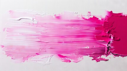 Obraz premium Abstract pink & white acrylic paint swatch. Closeup of an abstract pink and white acrylic paint swatch on a white background.