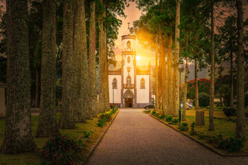 Obraz premium The Church of Sao Nicolau, Sete Cidades, Sao Miguel Island, Azores.