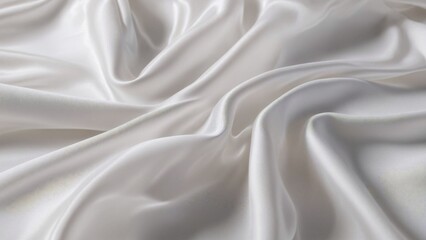 Obraz premium A close-up photo of luxurious white silk fabric with a subtle shimmer. The soft, flowing folds create an elegant abstract pattern, perfect for backgrounds, design projects