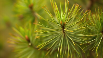 Macro Close-Up of Pine Needle Cluster with Natural Details