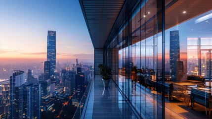 Obraz premium luxury residential tower with energy-efficient windows that not only provide stunning city views but also significantly reduce the building's carbon footprint