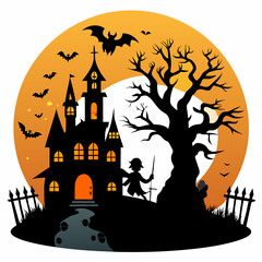  halloween pumpkin head, black cat ,cat cartoon,halloween castle with bats,jack o lantern,