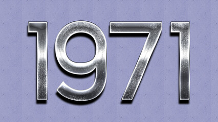 3D Chrome number design of 1971 on purple wall.
