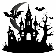  halloween pumpkin head, black cat ,cat cartoon,halloween castle with bats,jack o lantern,