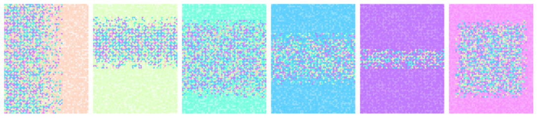 Circles graphics pattern textures, colorful halftone gradient patterns layouts, poster banner set.