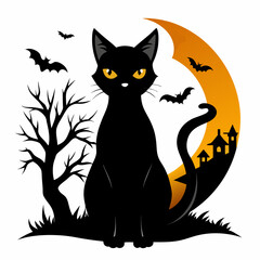 halloween pumpkin head, black cat ,cat cartoon,halloween castle with bats,jack o lantern,