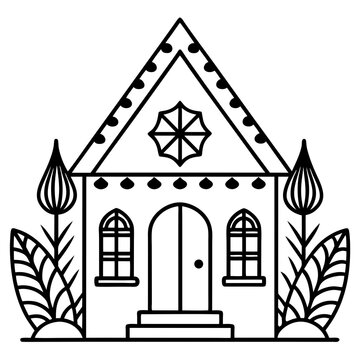 recommend clip art: illustration of a house line art