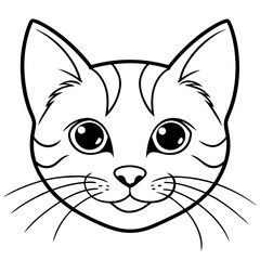 Cat  head cartoon line art vector