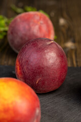 ripe and sweet nectarine fruit on the table