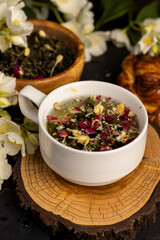 fresh green tea with the aroma and flowers of white jasmine