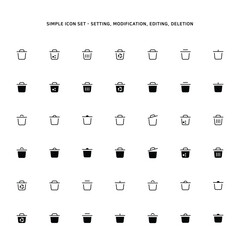 Icons about trash bin and trash bin condition
