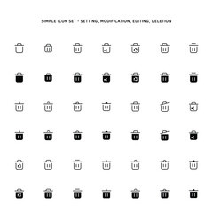 Icons about trash bin and trash bin condition
