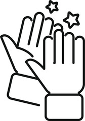Two hands are clapping, creating shining stars with a minimalist line art style