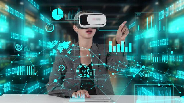 IT developer typing computer code for analyzing intelligent website development coder system data selection by VR innovation interface digital network technology visual hologram server. Contraption.
