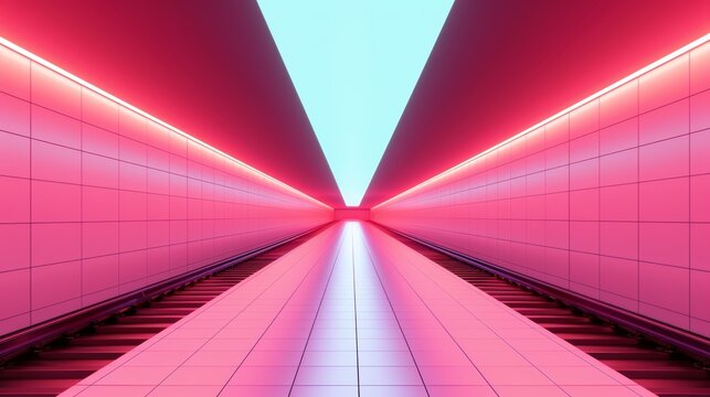 Modern subway at night, virtual reality ads, intricate shadows, high-tech ambiance, science fiction aesthetic
