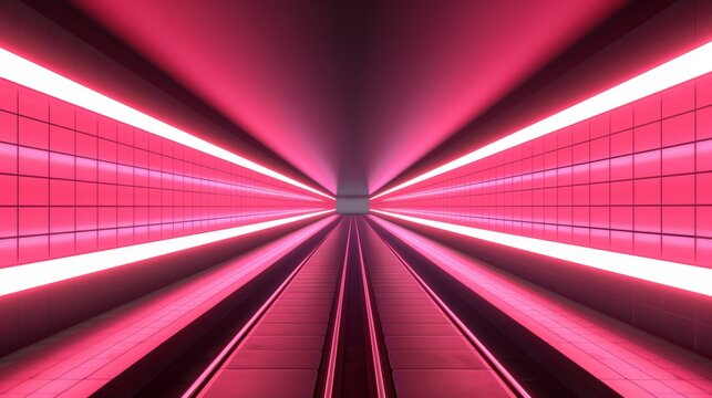 Modern subway at night, virtual reality ads, intricate shadows, high-tech ambiance, science fiction aesthetic