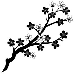 Graceful Cherry Blossom Branch Silhouette: Ideal for Your Artistic Projects