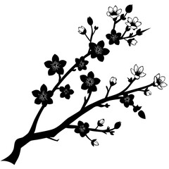 Graceful Cherry Blossom Branch Silhouette: Ideal for Your Artistic Projects