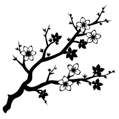 Graceful Cherry Blossom Branch Silhouette: Ideal for Your Artistic Projects
