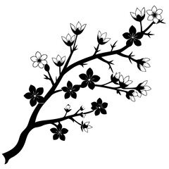 Graceful Cherry Blossom Branch Silhouette: Ideal for Your Artistic Projects