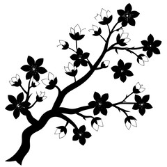 Graceful Cherry Blossom Branch Silhouette: Ideal for Your Artistic Projects