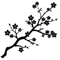Graceful Cherry Blossom Branch Silhouette: Ideal for Your Artistic Projects