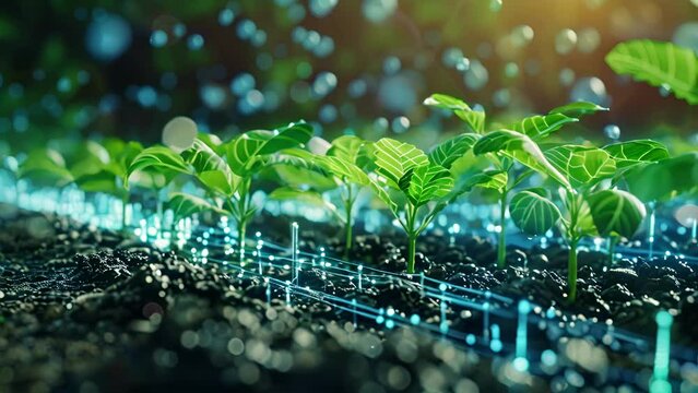A smart irrigation system using data gathered from IoT devices connected via 5G to efficiently water crops.