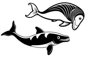 marine fish  silhouette vector illustration 