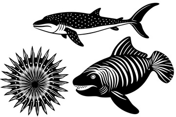 marine fish  silhouette vector illustration 
