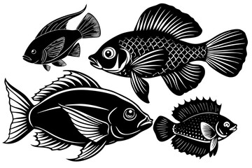 Fototapeta premium marine fish silhouette vector illustration 