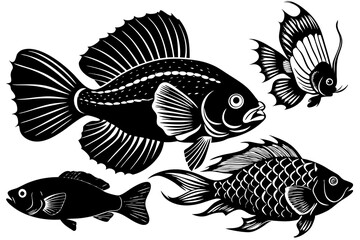 marine fish  silhouette vector illustration 