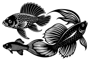 marine fish  silhouette vector illustration 