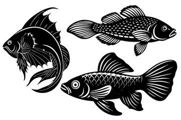 marine fish  silhouette vector illustration 