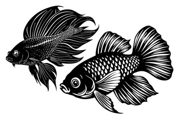 marine fish silhouette vector illustration