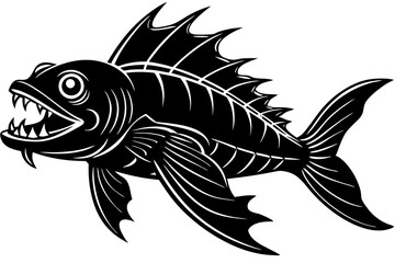 kaiju fish kaluga silhouette vector illustration    