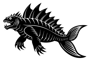 kaiju fish kaluga silhouette vector illustration    