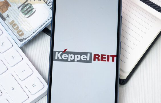 New York, USA - 30 June 2024: Keppel REIT Logo on Phone Screen, Company Icon