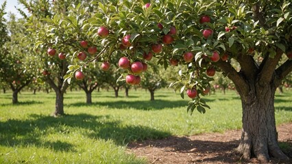 Harvest Bliss Lush Orchard with Ripe Red Apples