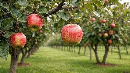 Harvest Bliss Lush Orchard with Ripe Red Apples